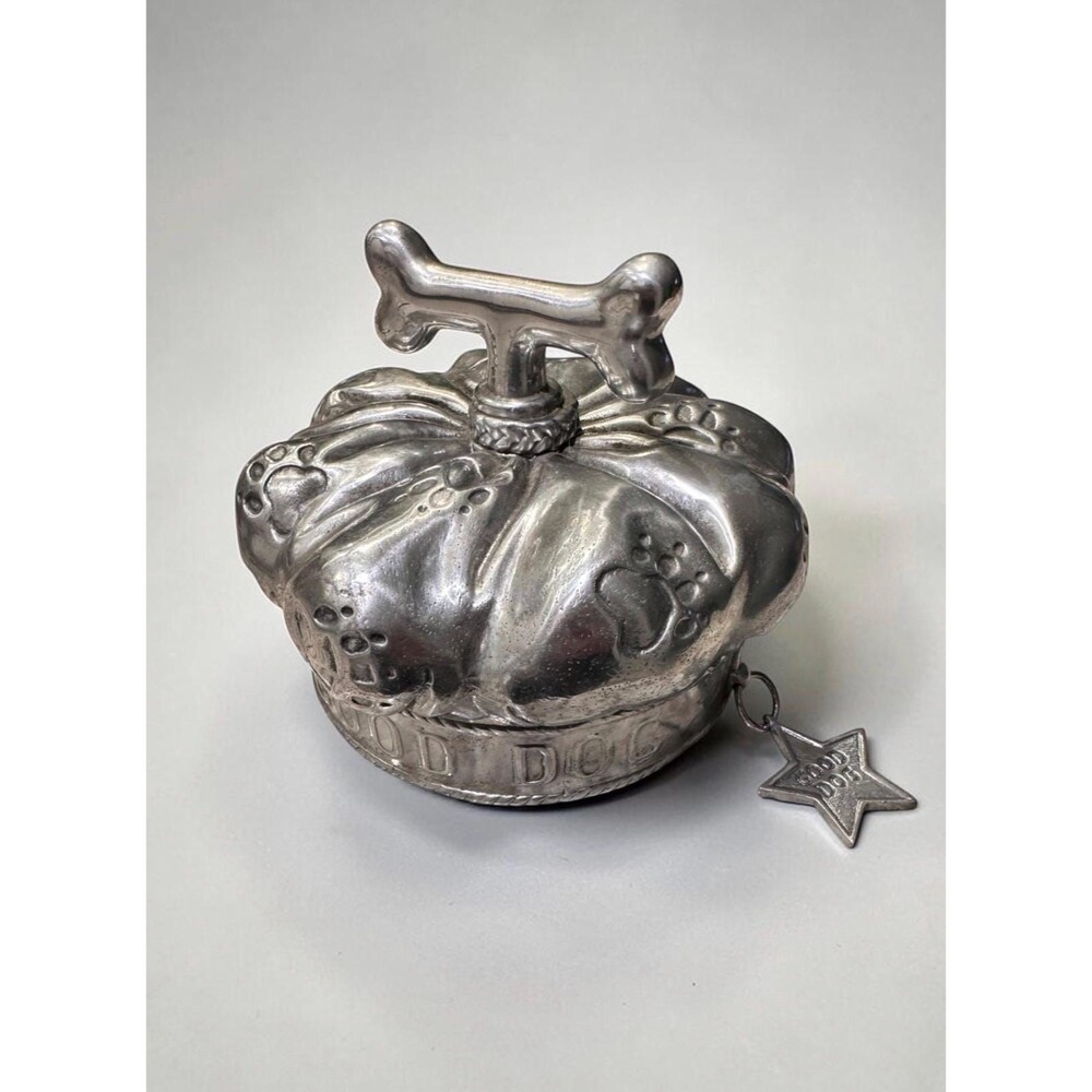 Vintage 2004 Arthur Court Sand Cast Aluminum "Good Dog" Treat Jar Lid | Dog Bone